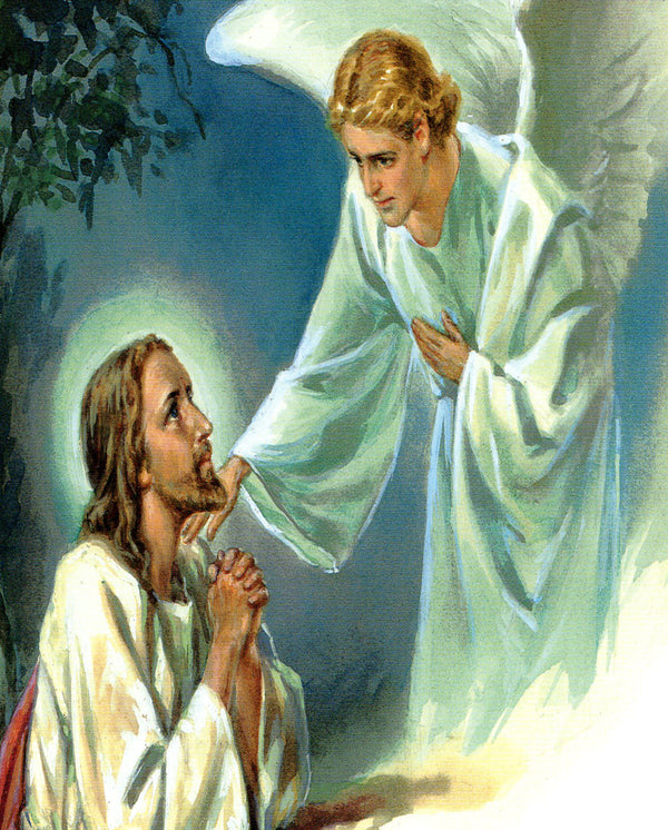 Angel comforts Jesus N - CATHOLIC PRINTS PICTURES