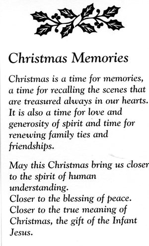 Christmas Memories N - LAMINATED HOLY CARDS- QUANTITY 25 PRAYER CARDS