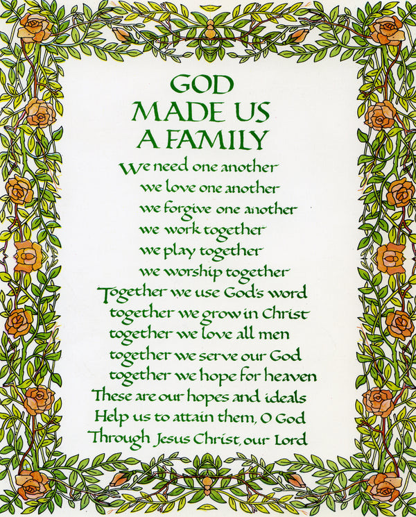 GOD MADE US A FAMILY - CATHOLIC PRINTS PICTURES