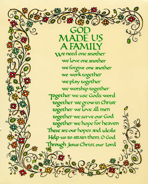 GOD MADE US A FAMILY - CATHOLIC PRINTS PICTURES