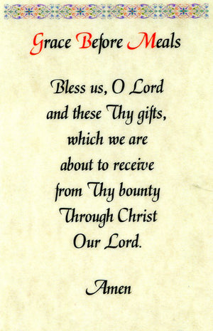 Grace Before Meals N - LAMINATED HOLY CARDS- QUANTITY 25 PRAYER CARDS