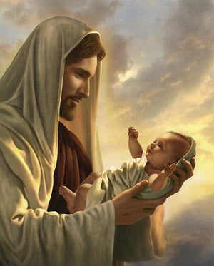 Jesus Holding Baby T - CATHOLIC PRINTS PICTURES