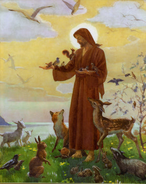 JESUS WITH ANIMALS- CATHOLIC PRINTS PICTURES