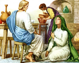 Jesus at Mary & Martha's home T - CATHOLIC PRINTS PICTURES