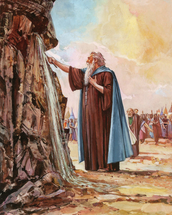 MOSES STRIKES ROCK FOR  WATER P - CATHOLIC PRINTS PICTURES