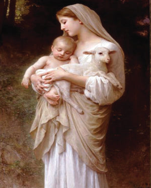 MARY AND JESUS WITH LAMB- CATHOLIC PRINTS PICTURES