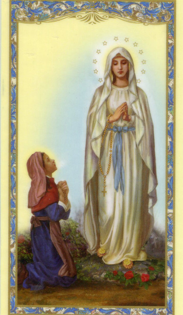 Novena to Our Lady of Lourdes 2 - Laminated Holy Cards - Quantity: 25 PRAYER CARDS