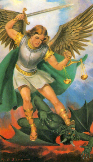 Oracion a San Miguel Arcangel N - LAMINATED HOLY CARDS- QUANTITY 25 PRAYER CARDS