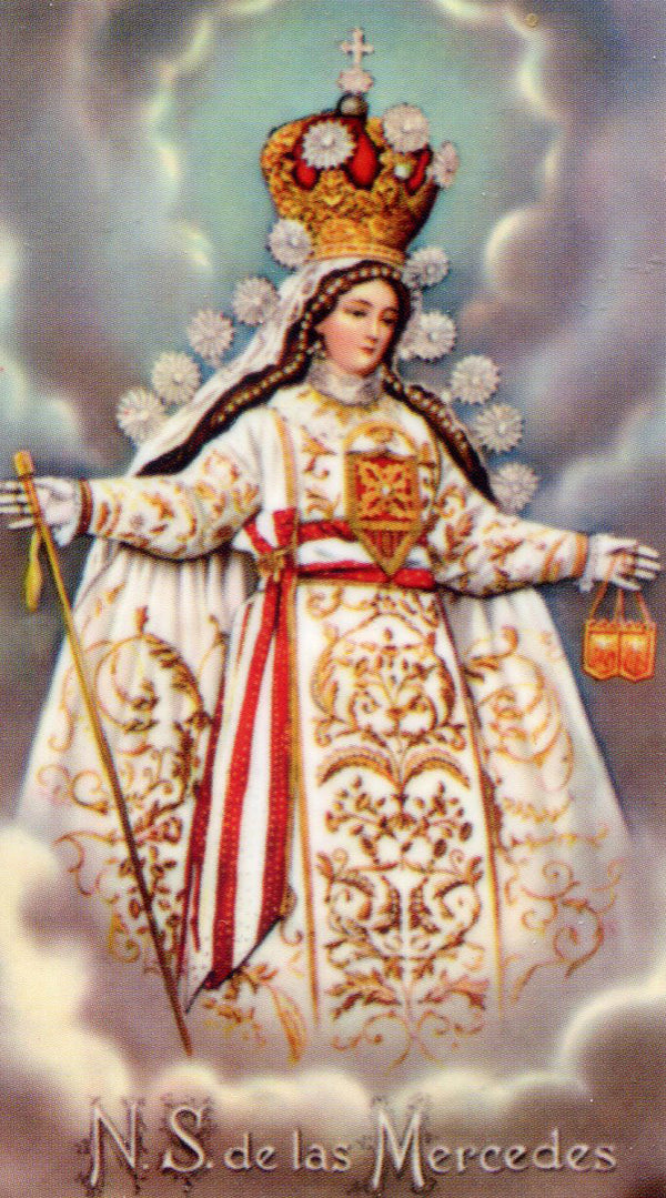 Oracion a la Santisima Virgen de la Merced N - LAMINATED HOLY CARDS- QUANTITY 25 PRAYER CARDS