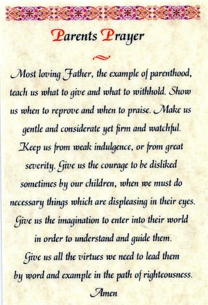 Parents Prayer N - LAMINATED HOLY CARDS- QUANTITY 25 PRAYER CARDS