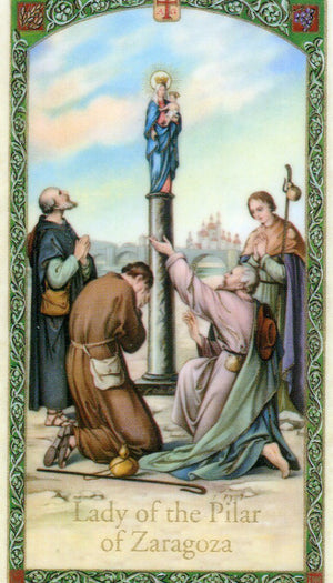 Pilar of Zaragoza N - LAMINATED HOLY CARDS- QUANTITY 25 PRAYER CARDS