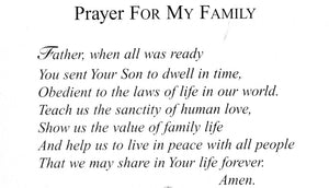 Prayer For My Family N - LAMINATED HOLY CARDS- QUANTITY 25 PRAYER CARDS