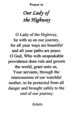 Prayer to Our Lady of the Highway N - LAMINATED HOLY CARDS- QUANTITY 25 PRAYER CARDS