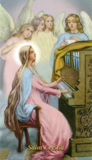 Prayer to Saint Cecilia N - LAMINATED HOLY CARDS- QUANTITY 25 PRAYER CARDS