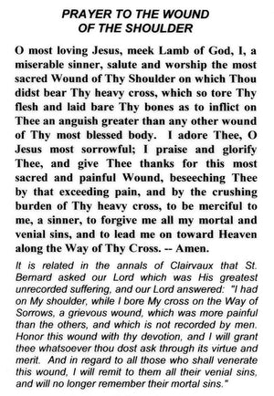 Prayer to the Wound of the Shoulder N - LAMINATED HOLY CARDS- QUANTITY 25 PRAYER CARDS