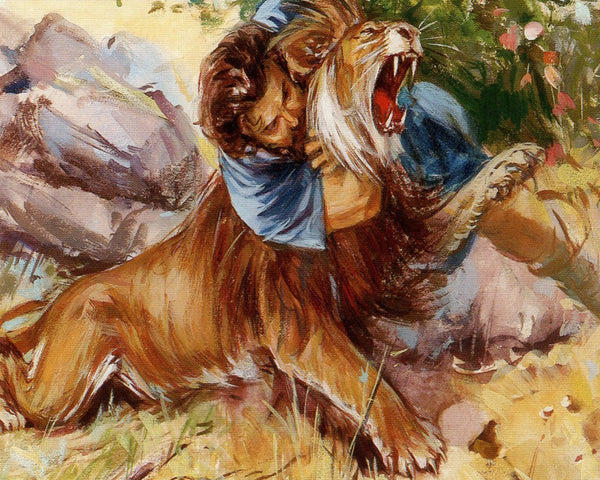 SAMSON AND LION P - CATHOLIC PRINTS PICTURES