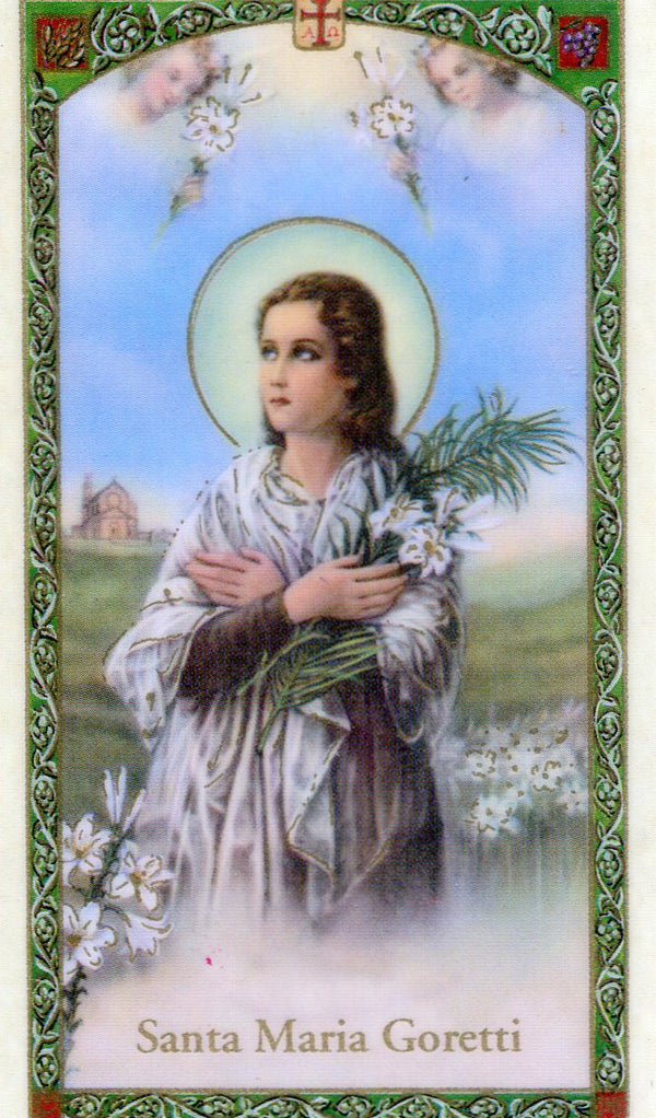 Santa Maria Goretti Patrona Santa de Virgenes N - LAMINATED HOLY CARDS- QUANTITY 25 PRAYER CARDS