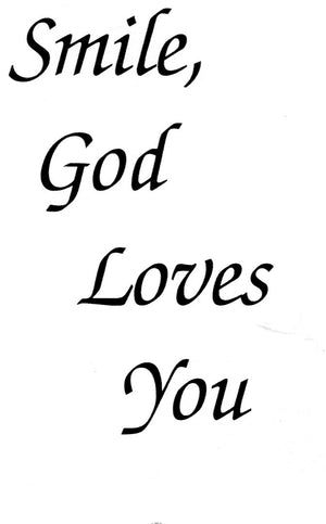 Smile, God Loves You N - LAMINATED HOLY CARDS- QUANTITY 25 PRAYER CARDS