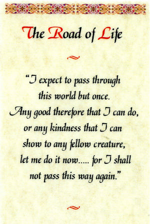 The Road of Life N - LAMINATED HOLY CARDS- QUANTITY 25 PRAYER CARDS