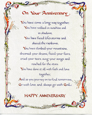 ANNIVERSARY PRAYER - CATHOLIC PRINTS PICTURES