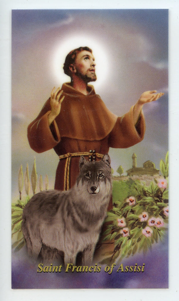 ST. FRANCIS OF ASSISI- LAMINATED HOLY CARDS- QUANTITY 25 CARDS