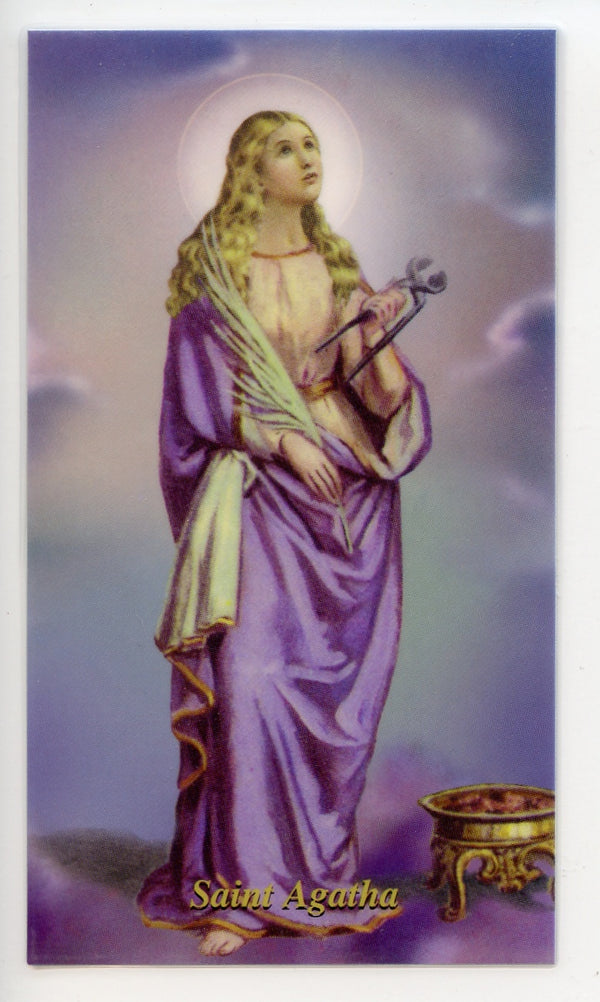 ST. AGATHA - LAMINATED HOLY CARDS- QUANTITY 25 CARDS