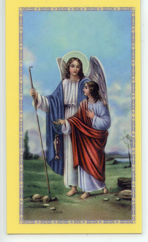 ST. RAPHAEL - LAMINATED HOLY CARDS- QUANTITY 25 PRAYER CARDS