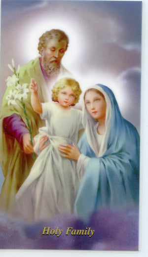 HOLY FAMILY PRAYER- LAMINATED HOLY CARDS- QUANTITY 25 PRAYER CARDS