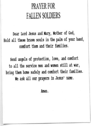 FALLEN SOLDIERS PRAYER- LAMINATED HOLY CARDS- QUANTITY 25 PRAYER CARDS