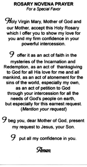 ROSARY  NOVENA  - LAMINATED HOLY CARDS- QUANTITY 25 PRAYER CARDS