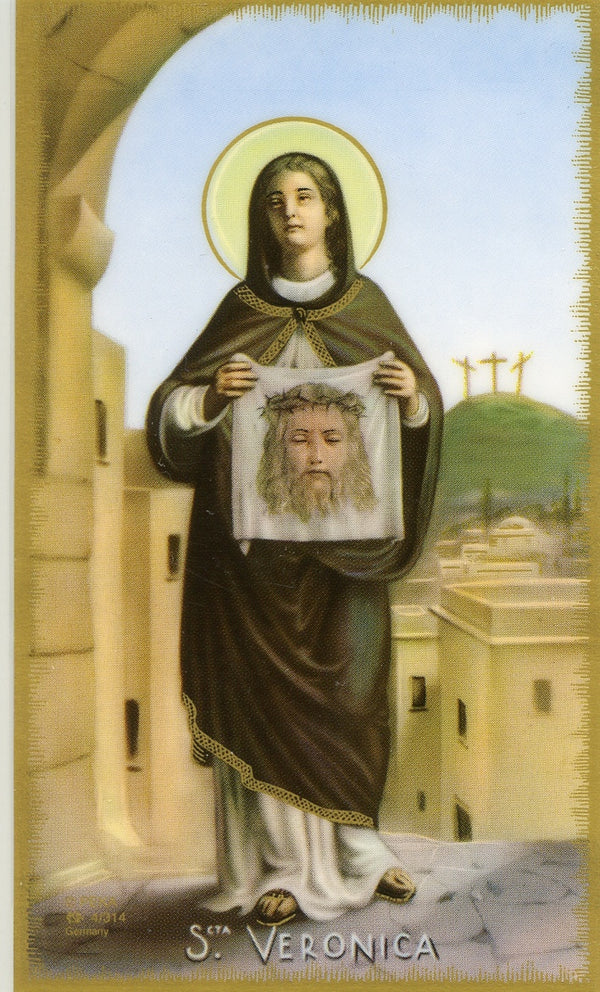 St. Veronica - LAMINATED HOLY CARDS- QUANTITY 25 CARDS