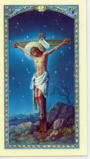 CHRIST CRUCIFIED - LAMINATED HOLY CARDS- QUANTITY 25 PRAYER CARDS