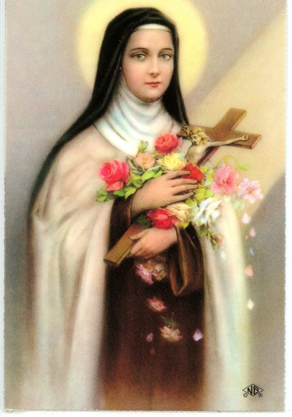 ST. THERESE NOVENA - LAMINATED HOLY CARDS- QUANTITY 25 CARDS