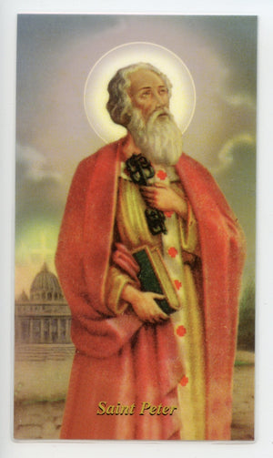 ST. PETER - LAMINATED HOLY CARDS- QUANTITY 25 PRAYER CARDS