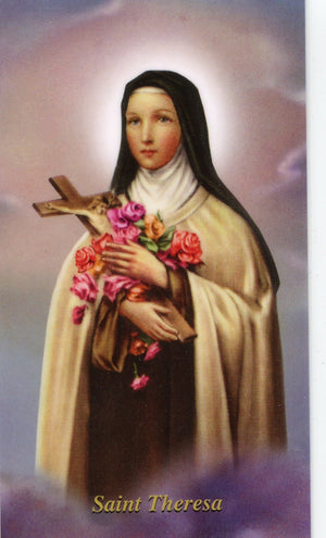 ST. THERESA - LAMINATED HOLY CARDS- QUANTITY 25 CARDS