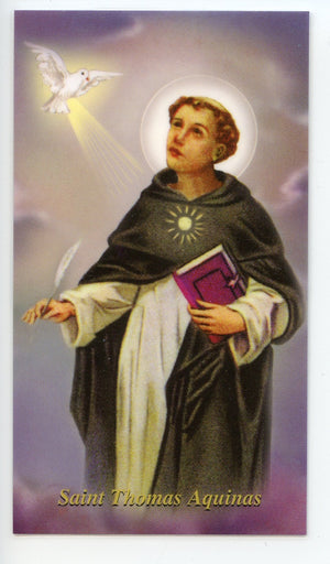 ST. THOMAS AQUINAS - LAMINATED HOLY CARDS- QUANTITY 25 CARDS
