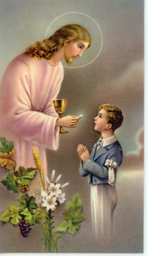 COMMUNION PRAYER BOY 2- LAMINATED HOLY CARDS- QUANTITY 25 PRAYER CARDS