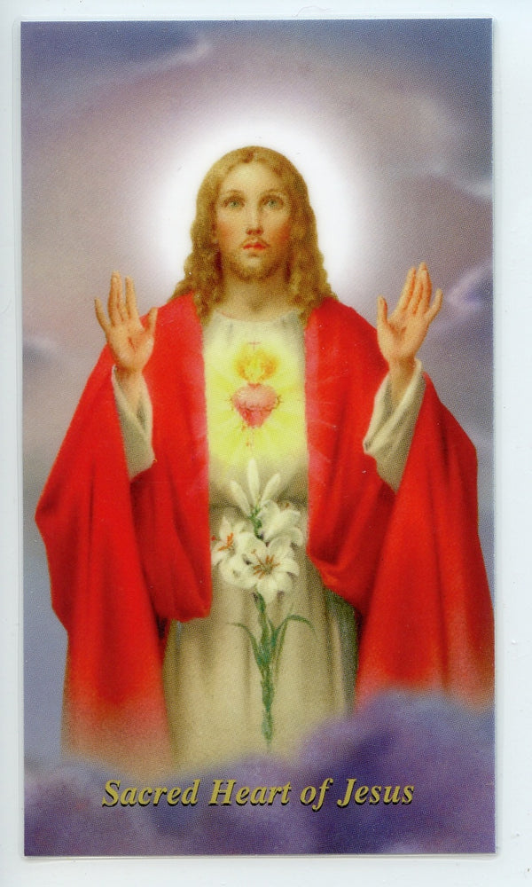 SACRED HEART - LAMINATED HOLY CARDS- QUANTITY 25 PRAYER CARDS