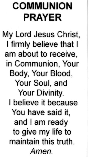 COMMUNION PRAYER BOY 3- LAMINATED HOLY CARDS- QUANTITY 25 PRAYER CARDS