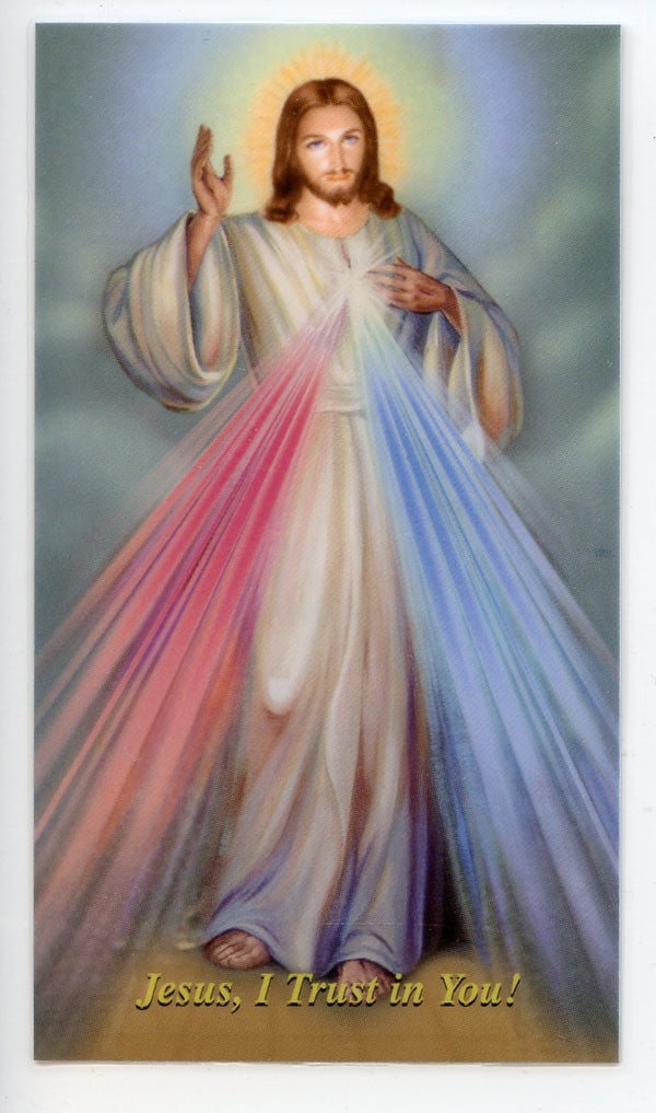 DIVINE MERCY CHAPLET - LAMINATED HOLY CARDS- QUANTITY 25 PRAYER CARDS