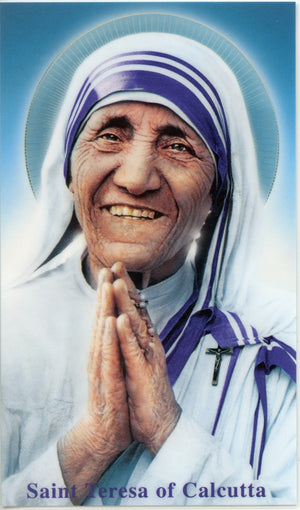 ST. TERESA OF CALCUTTA - LAMINATED HOLY CARDS- QUANTITY 25 CARDS