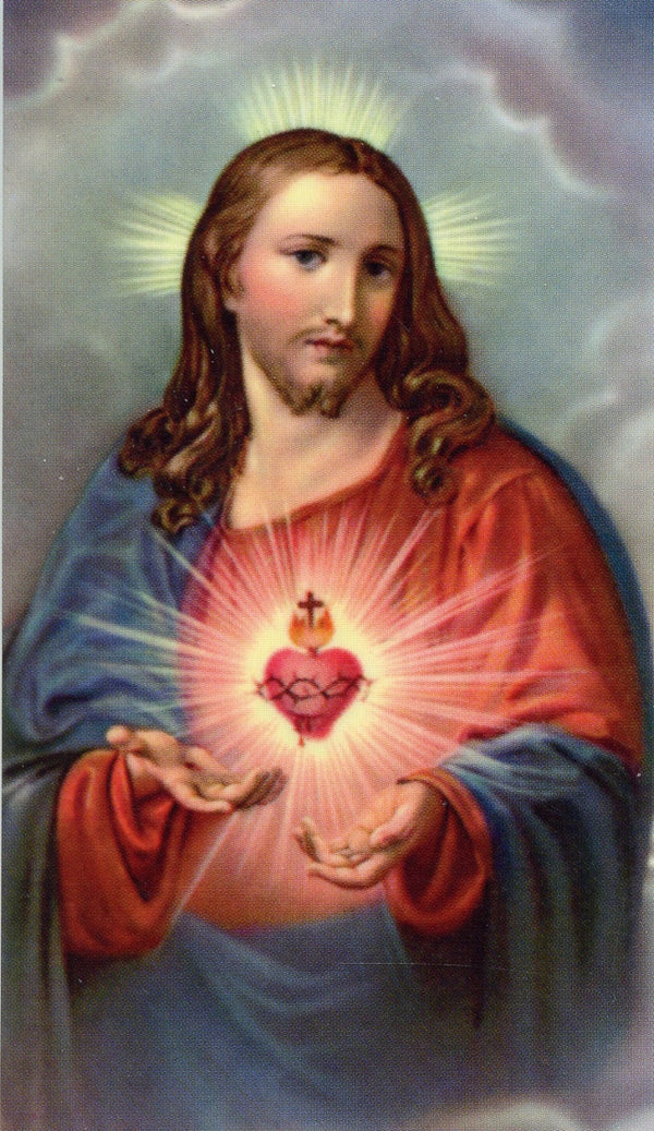 TWELVE PROMISES OF SACRED HEART- LAMINATED HOLY CARDS- QUANTITY 25 PRAYER CARDS