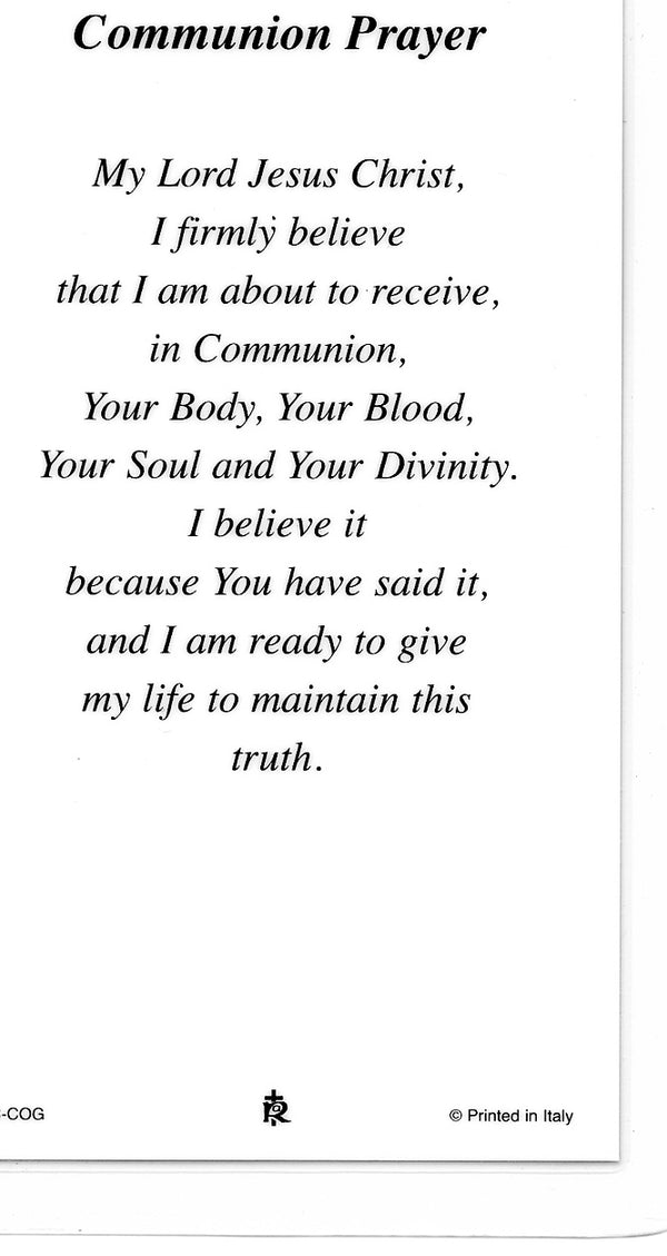 COMMUNION PRAYER GIRL 1- LAMINATED HOLY CARDS- QUANTITY 25 PRAYER CARD ...