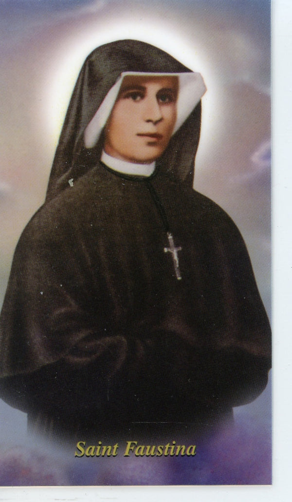 ST. FAUSTINA- LAMINATED HOLY CARDS- QUANTITY 25 CARDS