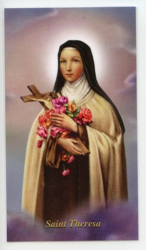 ST. THERESA - LAMINATED HOLY CARDS- QUANTITY 25 CARDS