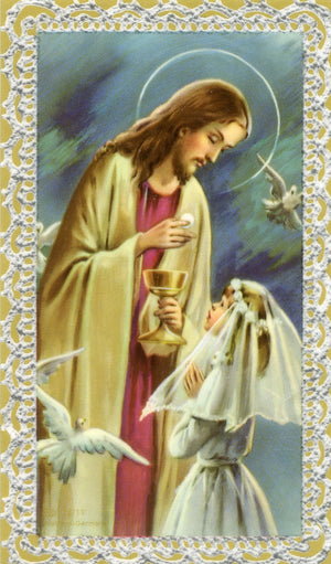 COMMUNION PRAYER GIRL 3- LAMINATED HOLY CARDS- QUANTITY 25 PRAYER CARDS