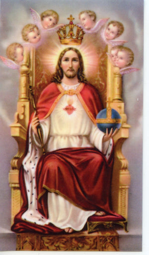 JESUS CHRIST THE KING- LAMINATED HOLY CARDS- QUANTITY 25 PRAYER CARDS