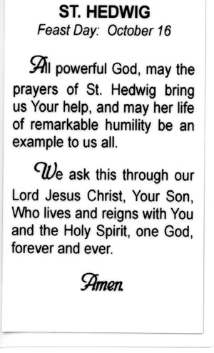 ST. HEDWIG - LAMINATED HOLY CARDS- QUANTITY 25 CARDS