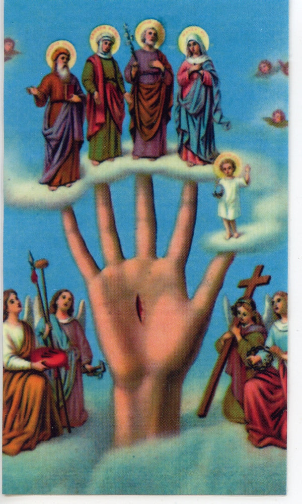 MOST POWERFUL HAND NOVENA - LAMINATED HOLY CARDS- QUANTITY 25 PRAYER CARDS