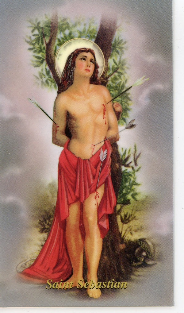 ST. SEBASTIAN - LAMINATED HOLY CARDS- QUANTITY 25 CARDS